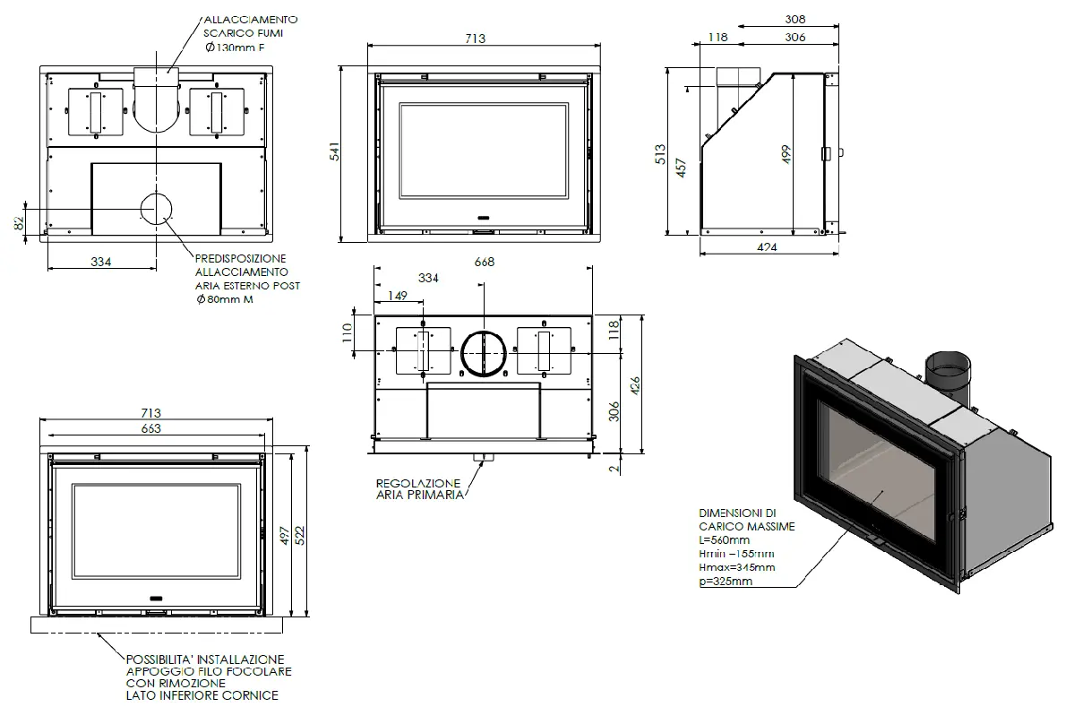 Inserto a legna KLOVER modello STARBOX 650 8,1 kW - immagine 7