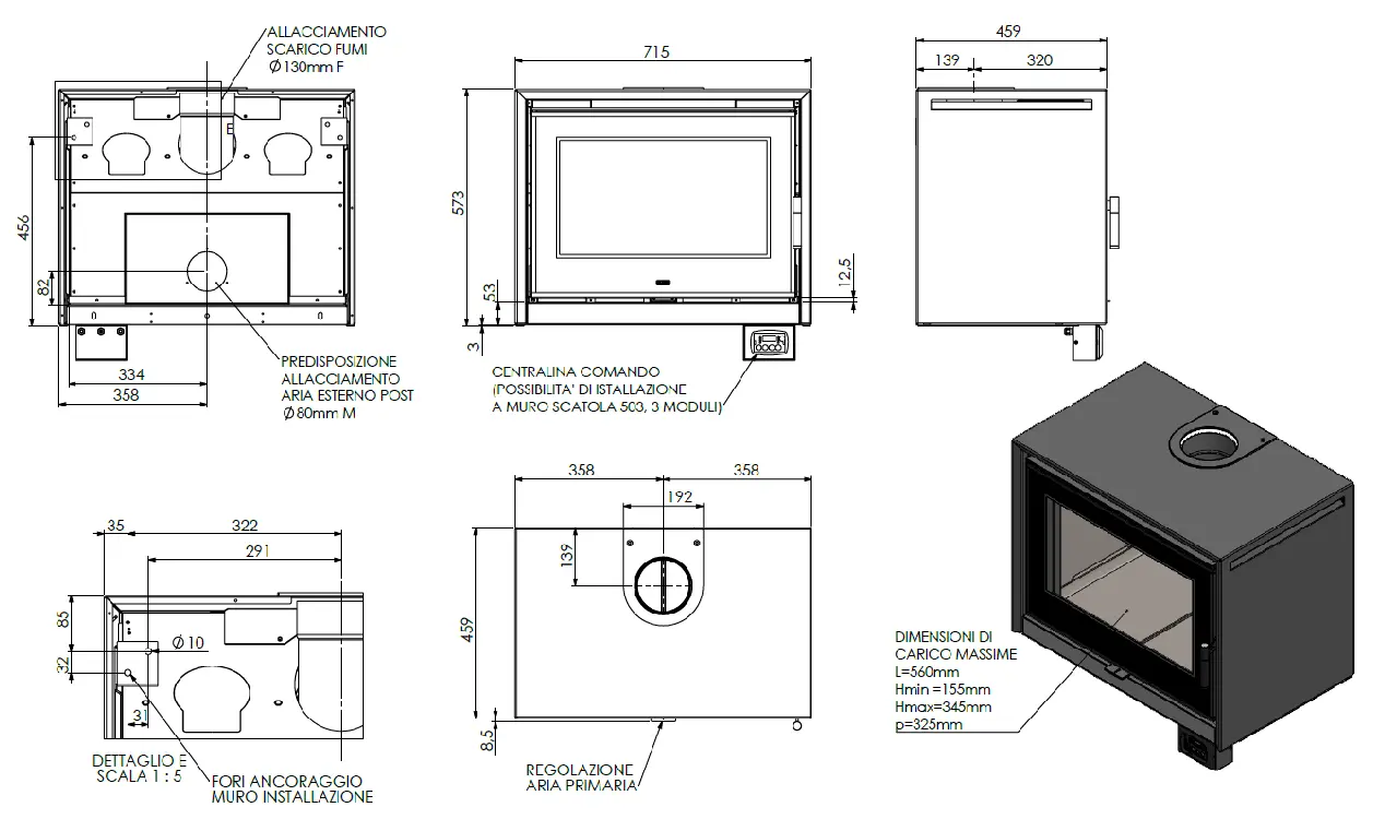 Inserto a legna KLOVER modello STARBOX 650 UP 9,2 kW - immagine 5