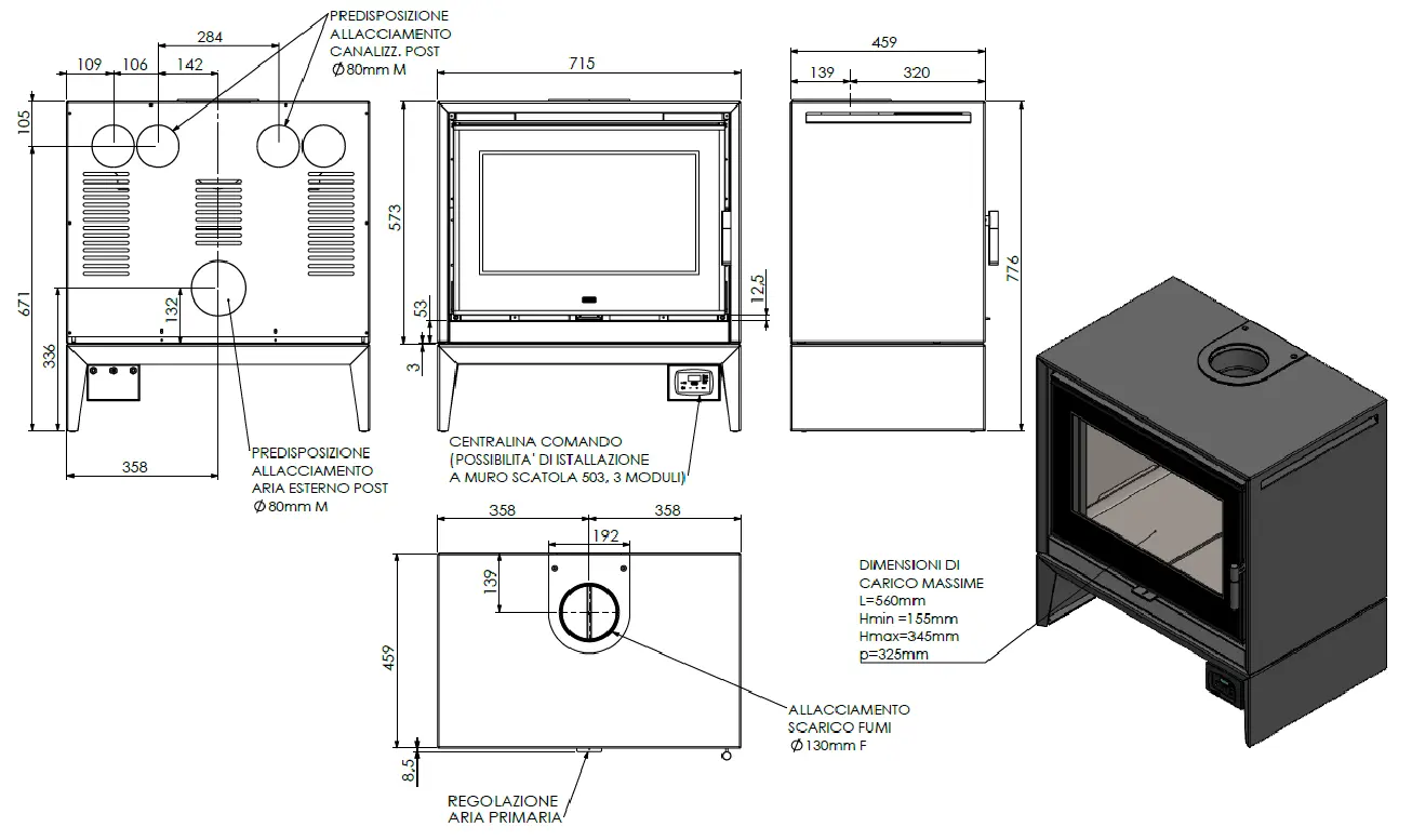 Stufa a legna KLOVER modello VENUS 90 CLASSIC 9,2 kW - immagine 4