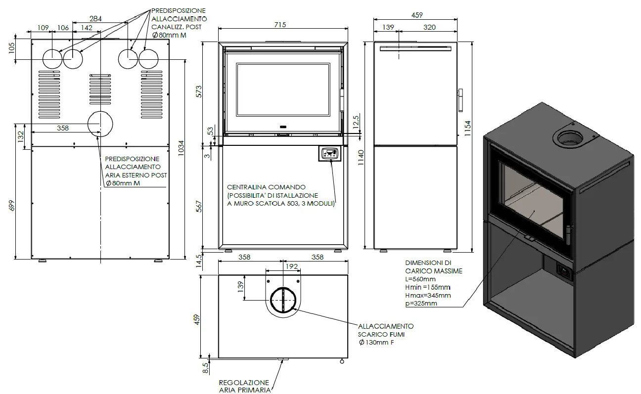 Stufa a legna KLOVER modello VENUS 110 11,4 kW - immagine 7