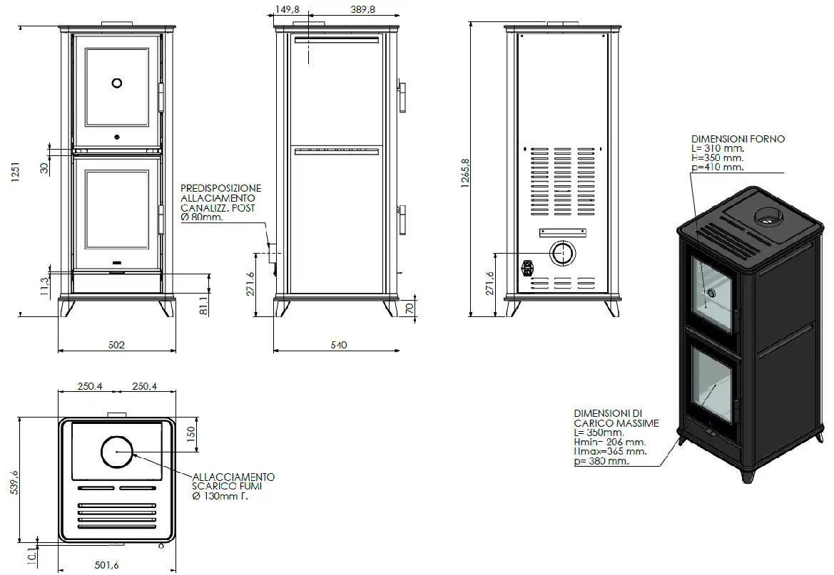 Stufa a legna KLOVER modello OLYMPIA PLUS 11 kW - immagine 8