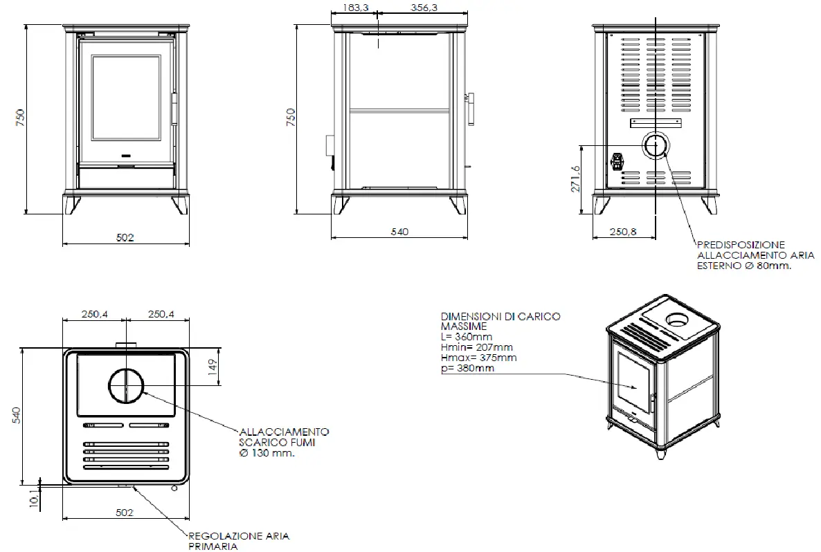 Stufa a legna KLOVER modello MISS WOOD 6,9 kW - immagine 6