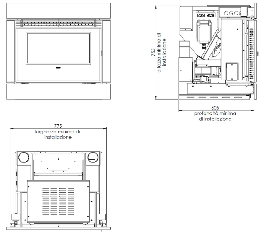 Inserto camino a pellet KLOVER modello WAVE 11 11 kW - immagine 4