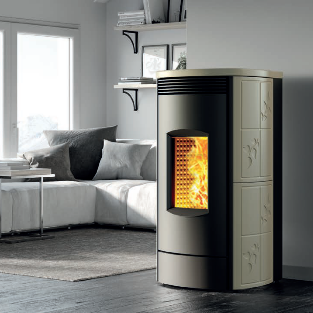 Termostufa a pellet MONTEGRAPPA modello MW 20 - 28 Wi-Fi AUP EP ALPINA
