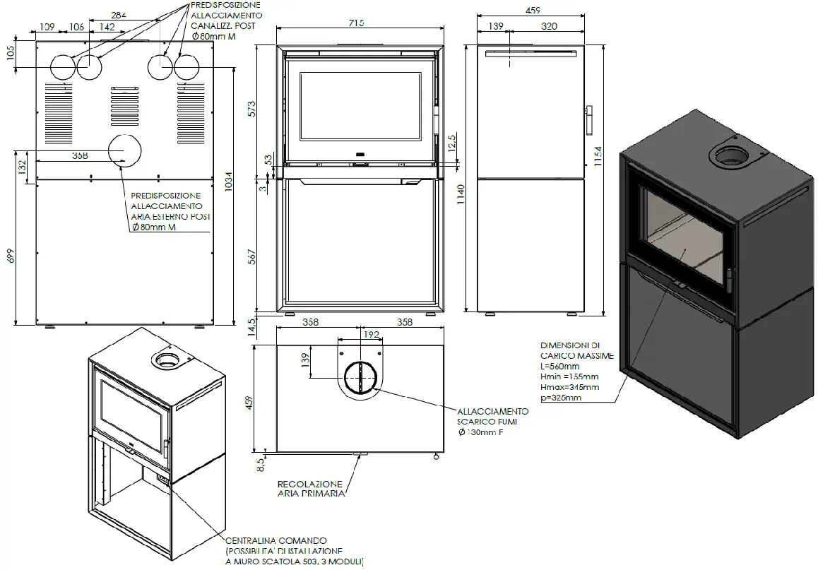 Stufa a legna KLOVER modello VENUS 110 PLUS 11,4 kW - immagine 6