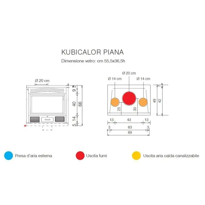 Wood-burning insert ITALIANA CAMINI KUBICALOR SPRINT 9.6 kW (Copia) - Image 2