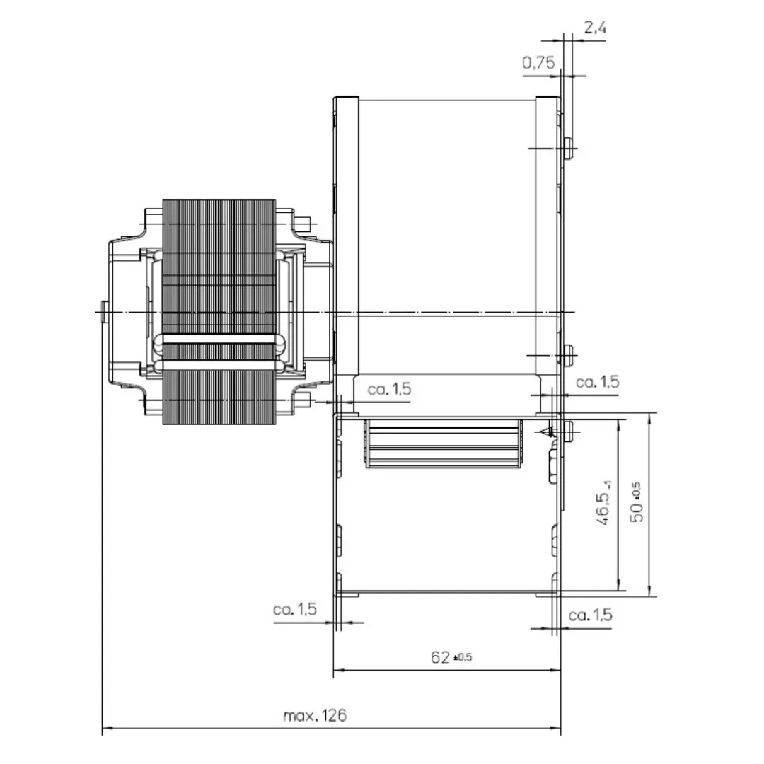 EBM RLD85/0042 A29-3030LH Centrifugal Fan for Pellet Stoves, Total Length 131.5mm, Nozzle Size 62x50mm, Power 30w, Specific for High Temperatures (Rif.Int. 6065) - Image 6