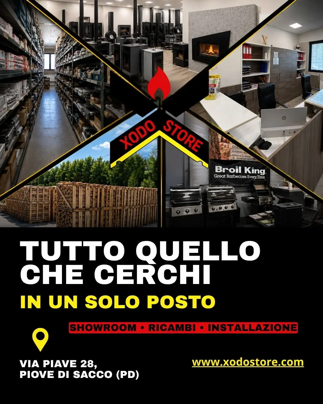 Punto vendita Xodo Store in Via Piave 28 a Piove di Sacco: showroom, ricambi e installazione