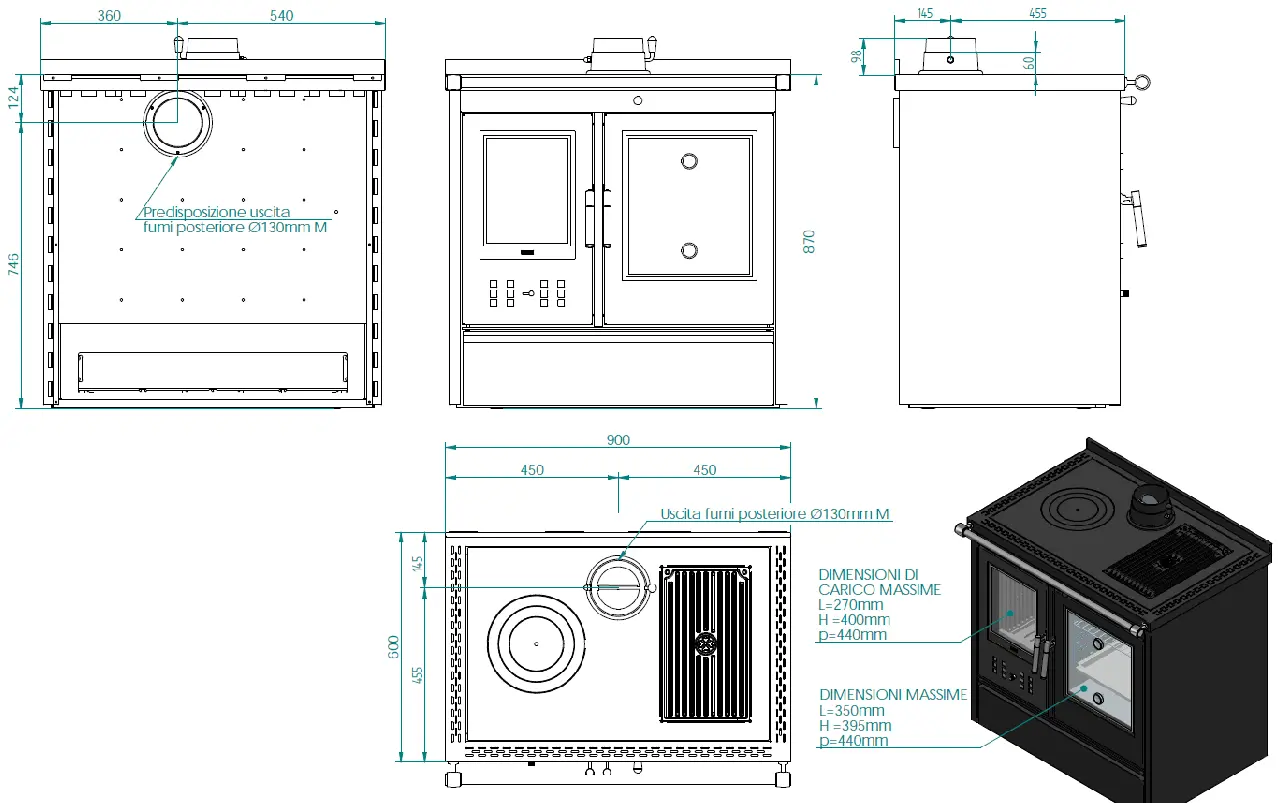Cucina a legna KLOVER modello STAR 90 MAIOLICA 13,5 kW - immagine 9