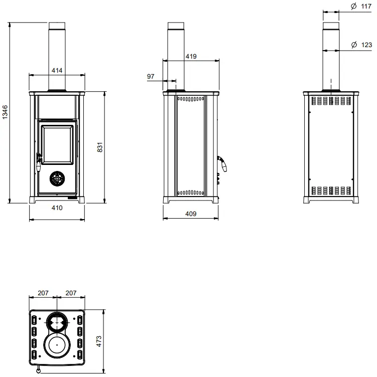 Pellet stove ROYAL by PALAZZETTI model GRAZIA GLASS E AIR 80 US (Copia) (Copia) (Copia) (Copia) - Image 3