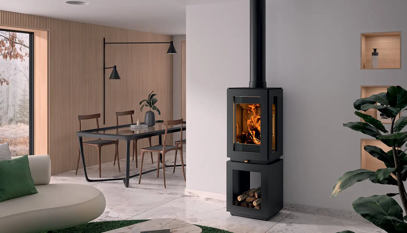 Stufa contemporanea a legna HERGOM modello GLOW 5S