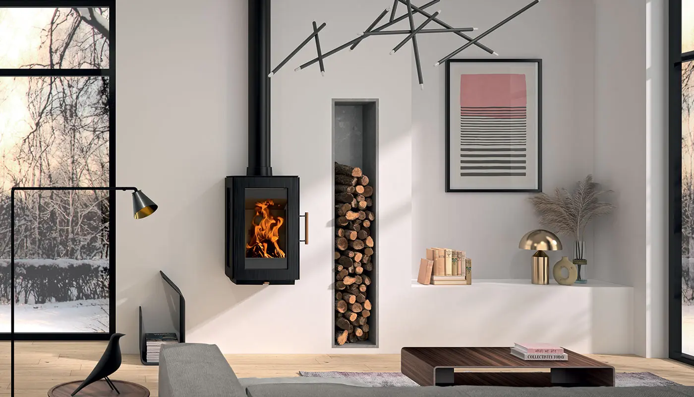 Stufa contemporanea a legna HERGOM modello GLOW 5S - immagine 5