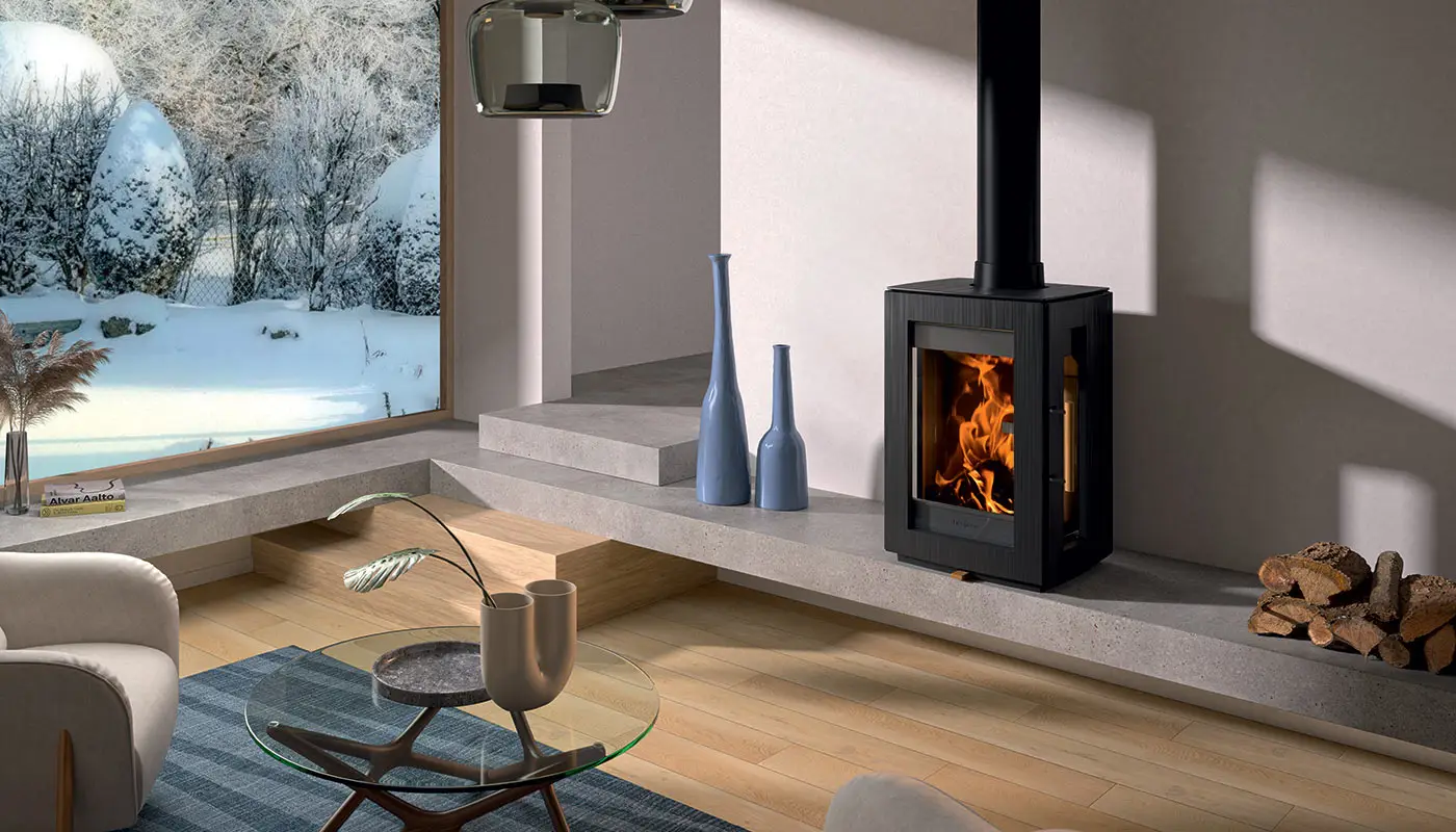 Stufa contemporanea a legna HERGOM modello GLOW 5S - immagine 6