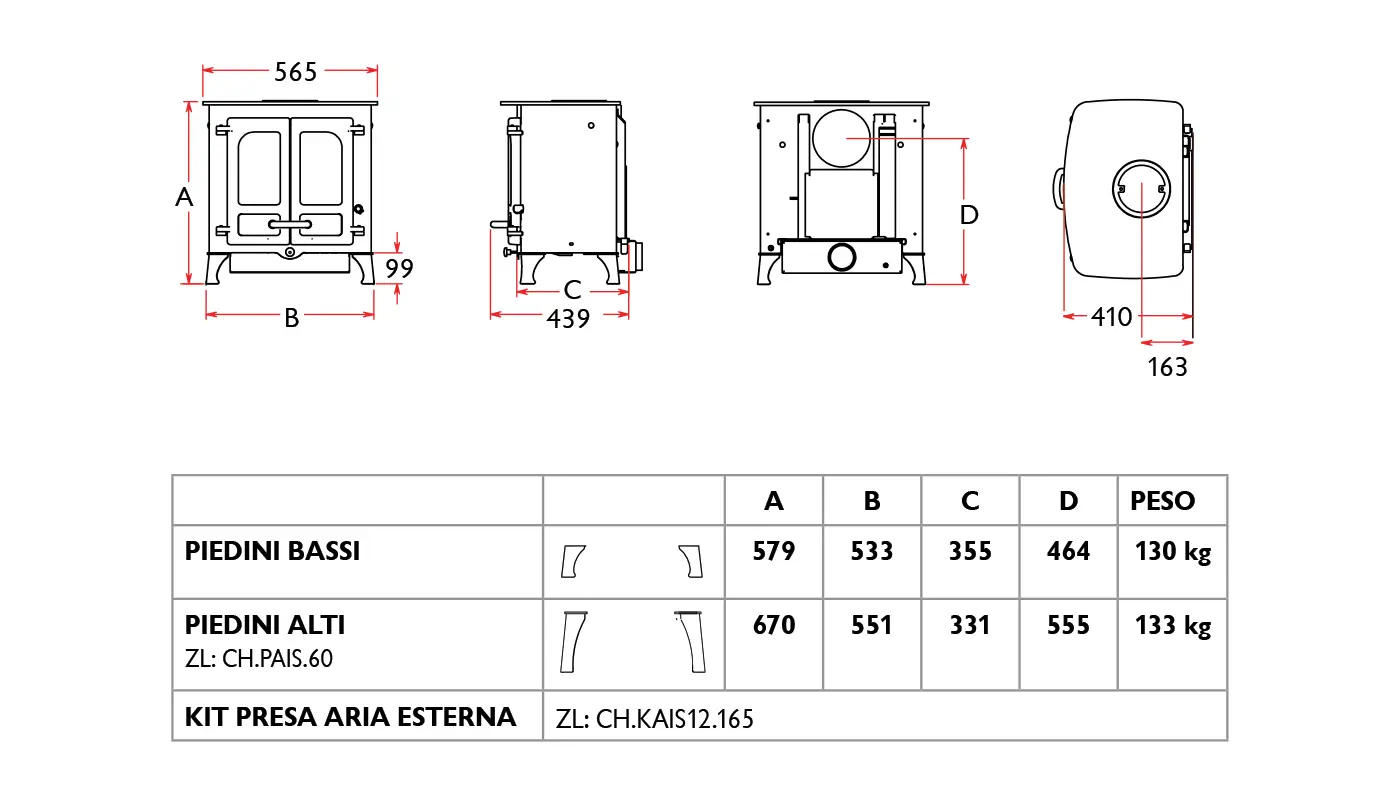 Stufa classica a legna CHARNWOOD modello ISLAND I 7kW - immagine 6