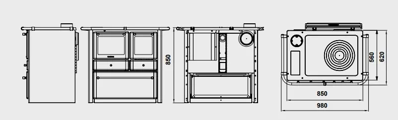 Cucina a legna con forno LINCAR modello GAIA 149A VL SX - immagine 5