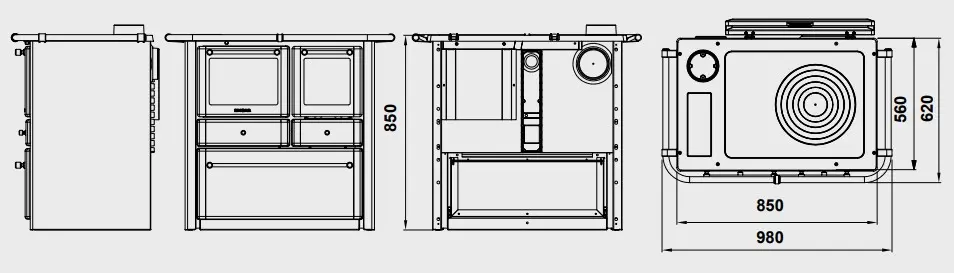 Cucina a legna LINCAR modello AURORA 149A VL 7,3kW - Image 3