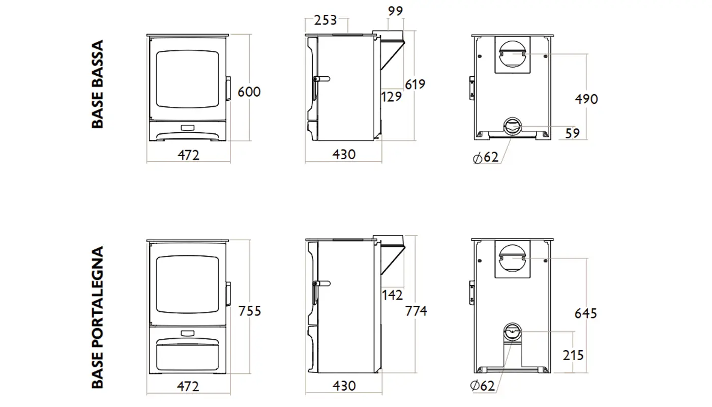 Stufa a legna CHARNWOOD modello AIRE E-500 8kW - immagine 8