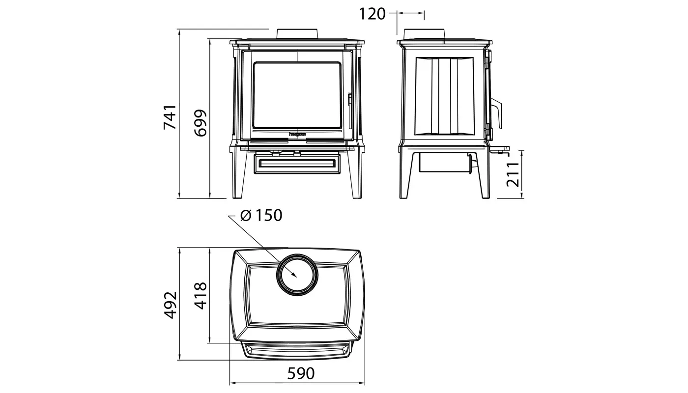 Stufa contemporanea a legna HERGOM modello E-30 S - immagine 5