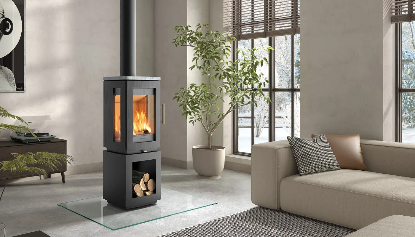 Stufa contemporanea a legna HERGOM modello GLOW 5S - immagine 2