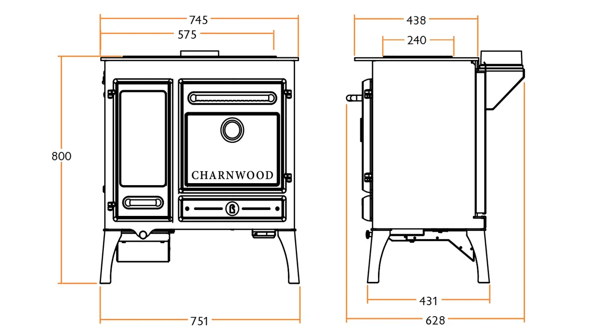 Stufa classica a legna con forno CHARNWOOD modello HAVEN 5 stelle 8kW - immagine 11
